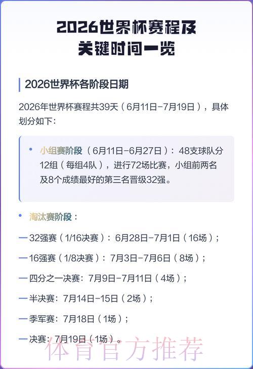 2026年世界杯赛程时间全面解读与赛事安排详解